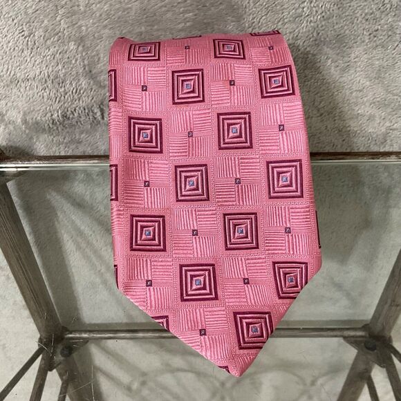 Robert Talbott Best of Class Repp Tie 100% silk made in USA Pink geometric - Picture 1 of 7